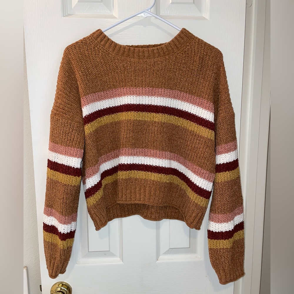 Womens Pink Rose Cropped Sweater Large